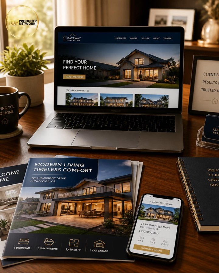 Laptop and phone showing a real estate marketing website